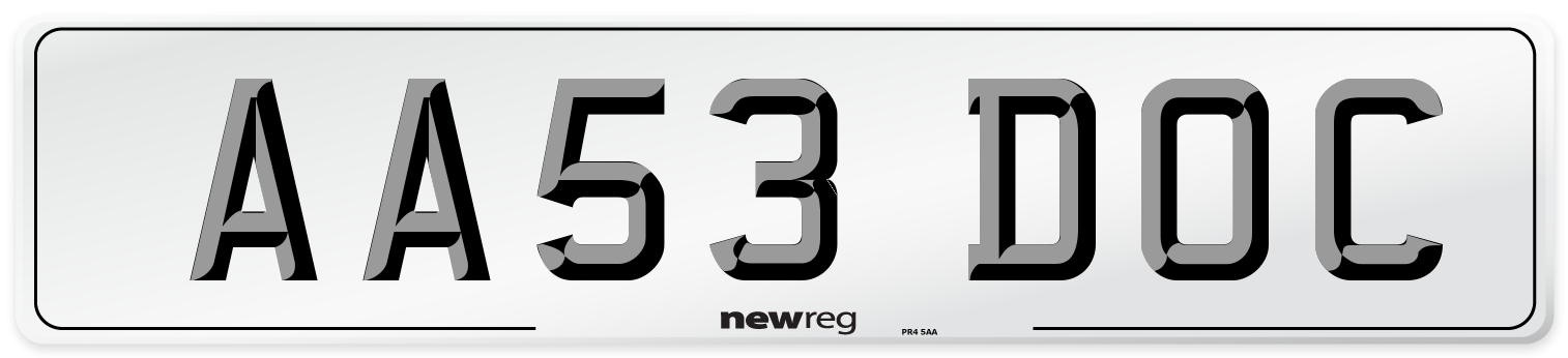 AA53 DOC Number Plate from New Reg